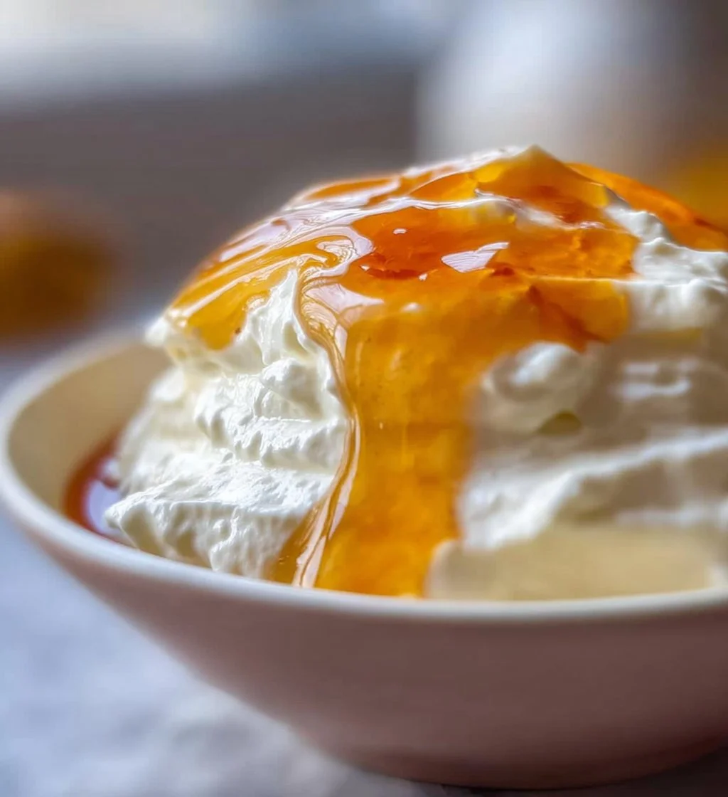 Bowl of homemade Instant Pot Greek yogurt topped with fresh fruit and honey