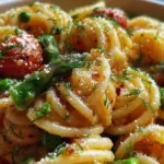 Fresh Spring Pasta Salad with colorful vegetables and herbs