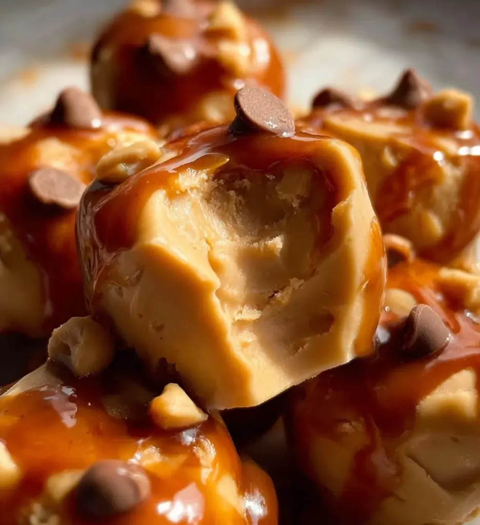 Frozen Greek yogurt peanut butter bites ready to be enjoyed as a healthy snack.