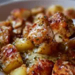 Garlic Parmesan Chicken and Potatoes dish served on a plate