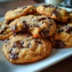 Greek Yogurt Chocolate Chip Cookies on a plate with chocolate chunks