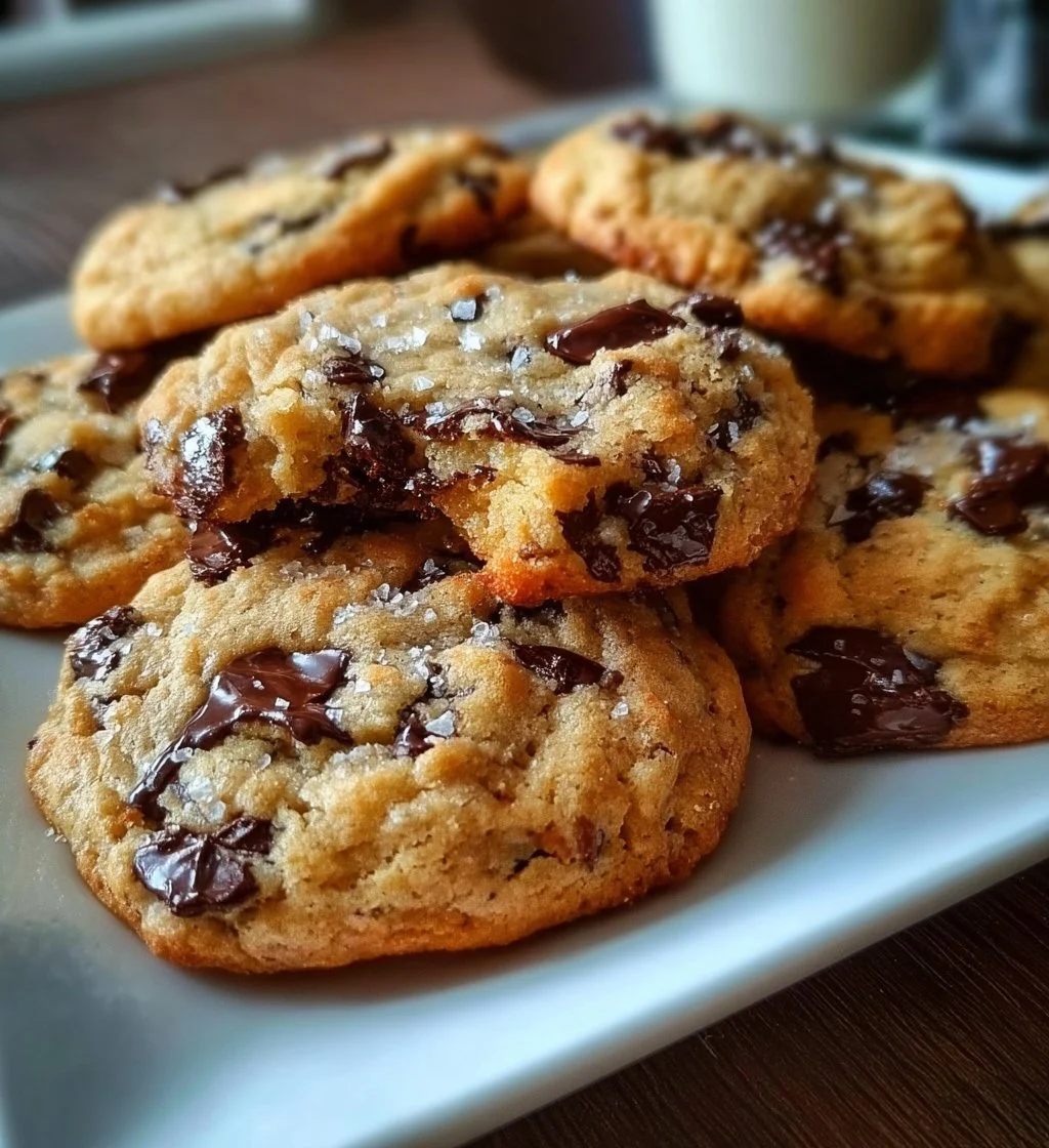 Greek Yogurt Chocolate Chip Cookies on a plate with chocolate chunks
