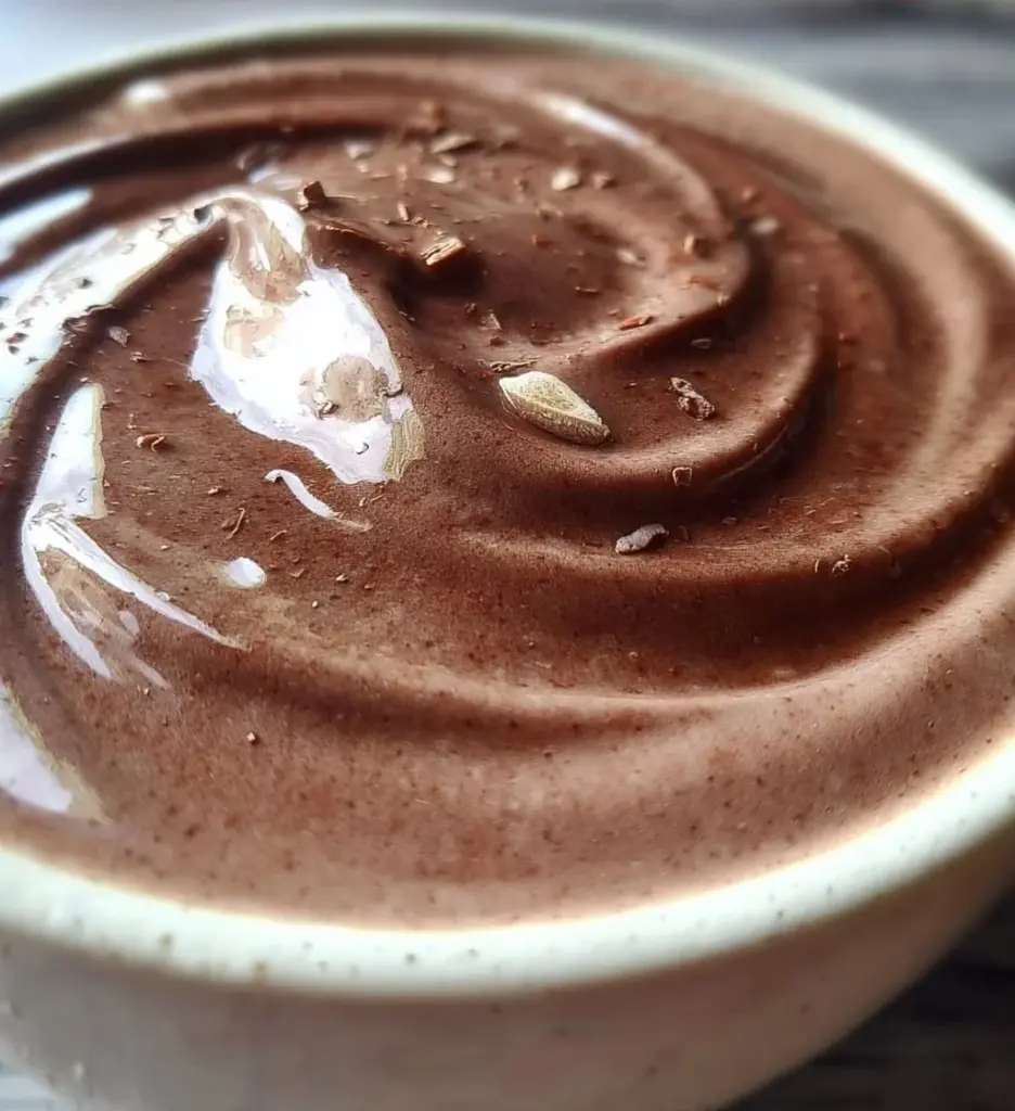 Delicious Greek yogurt chocolate mousse dessert served in a glass