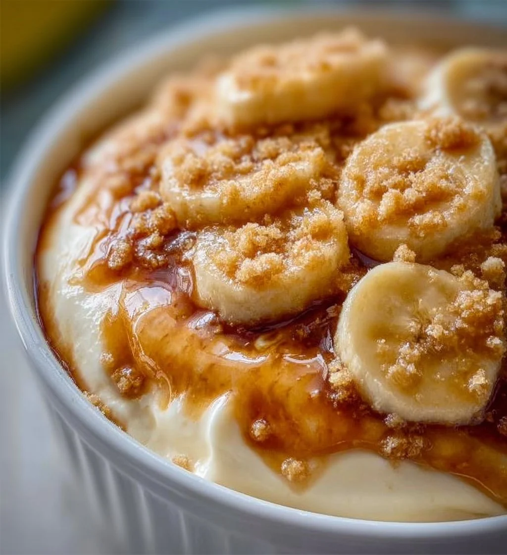 Healthy banana pudding made with Greek yogurt, a nutritious dessert option.