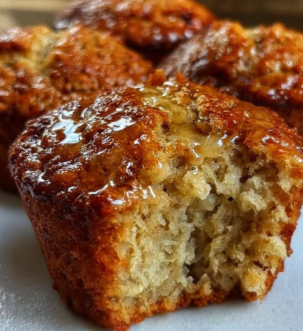 Healthy Greek yogurt banana muffins freshly baked and ready to enjoy.
