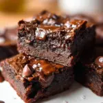 Healthy Greek yogurt brownies topped with chocolate and nuts