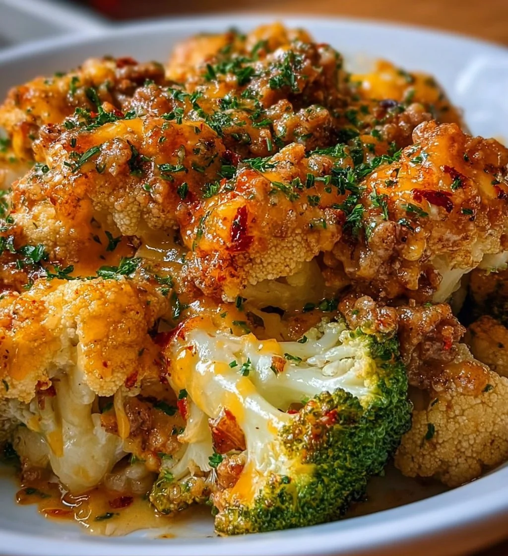 Healthy turkey and cauliflower casserole served in a dish