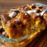 High protein cottage cheese pumpkin bake topped with spices and walnuts