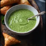 Bowl of Indian mint sauce served with traditional dishes.