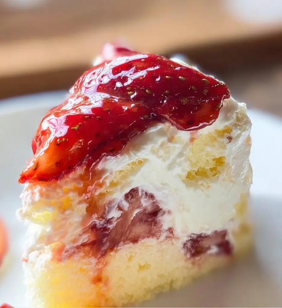 Japanese strawberry shortcake with fresh strawberries and cream