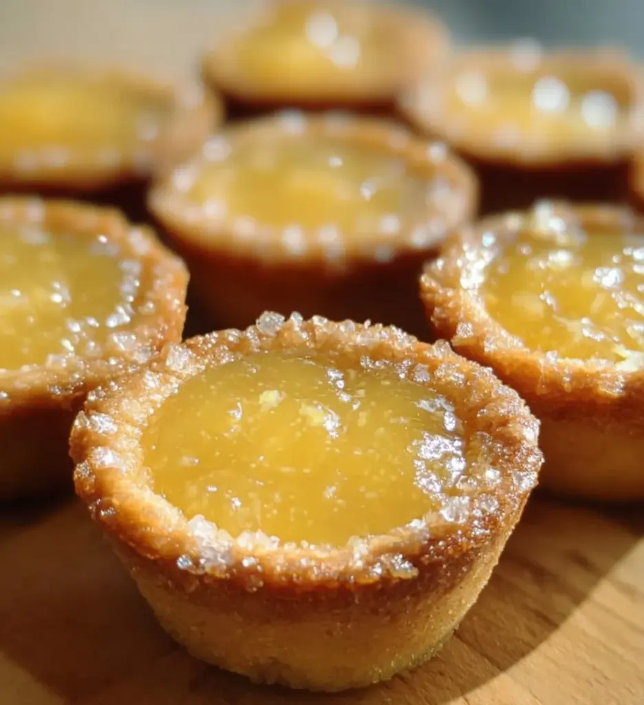 Lemon Bar Cookie Cups served on a white plate, showcasing their vibrant yellow filling.