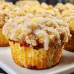 Freshly baked Lemon Streusel Muffins with a crumbly topping