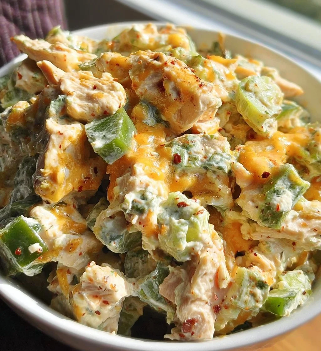 Low Carb Jalapeno Popper Salad with Chicken and Cottage Cheese