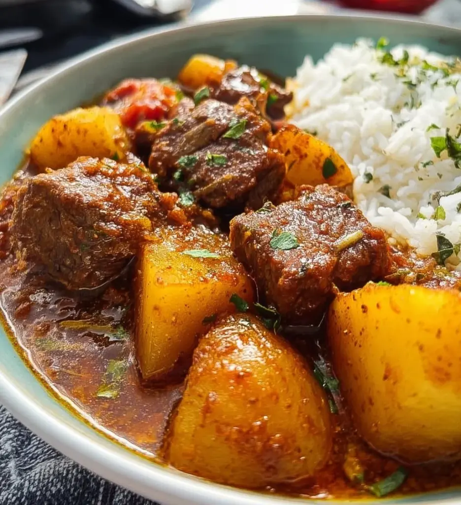 Delicious plate of meat with potatoes, showcasing a hearty meal.
