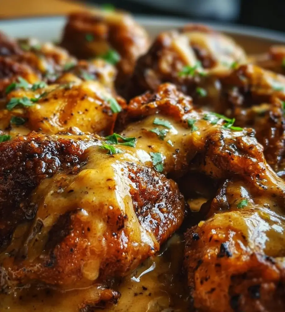 Delicious plate of Mississippi Mud Chicken served with sides