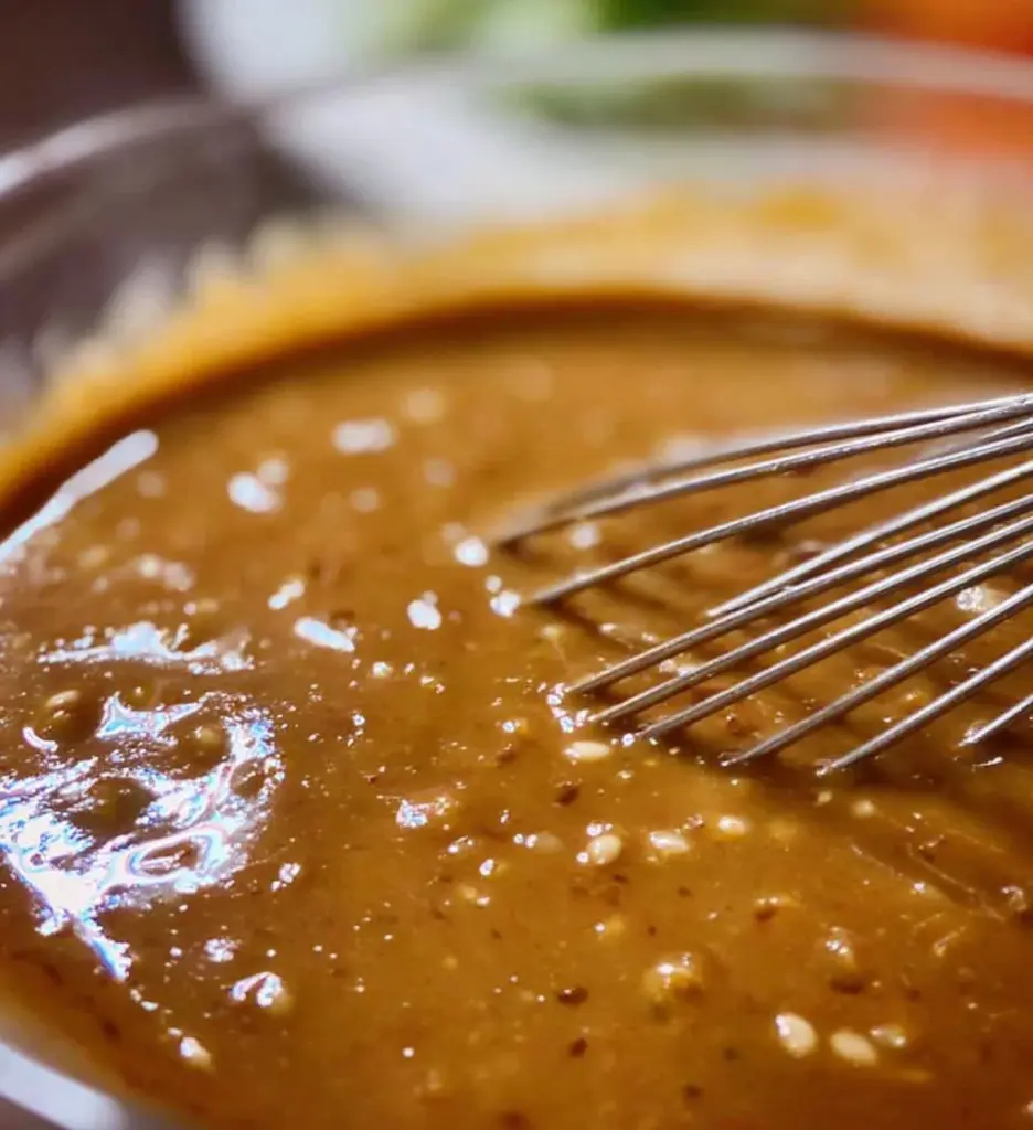 Peanut sauce served with fresh spring rolls