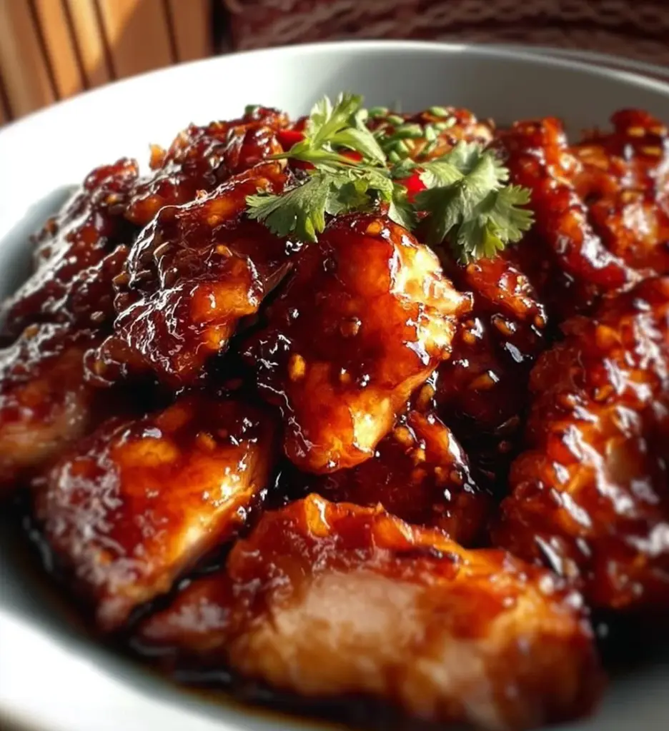 Delicious Peking Style Chicken served with traditional sauces and garnishes.