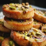 Delicious homemade pistachio shortbread cookies on a plate.