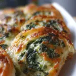 Delicious Puff Pastry Spinach Pie fresh from the oven topped with sesame seeds.