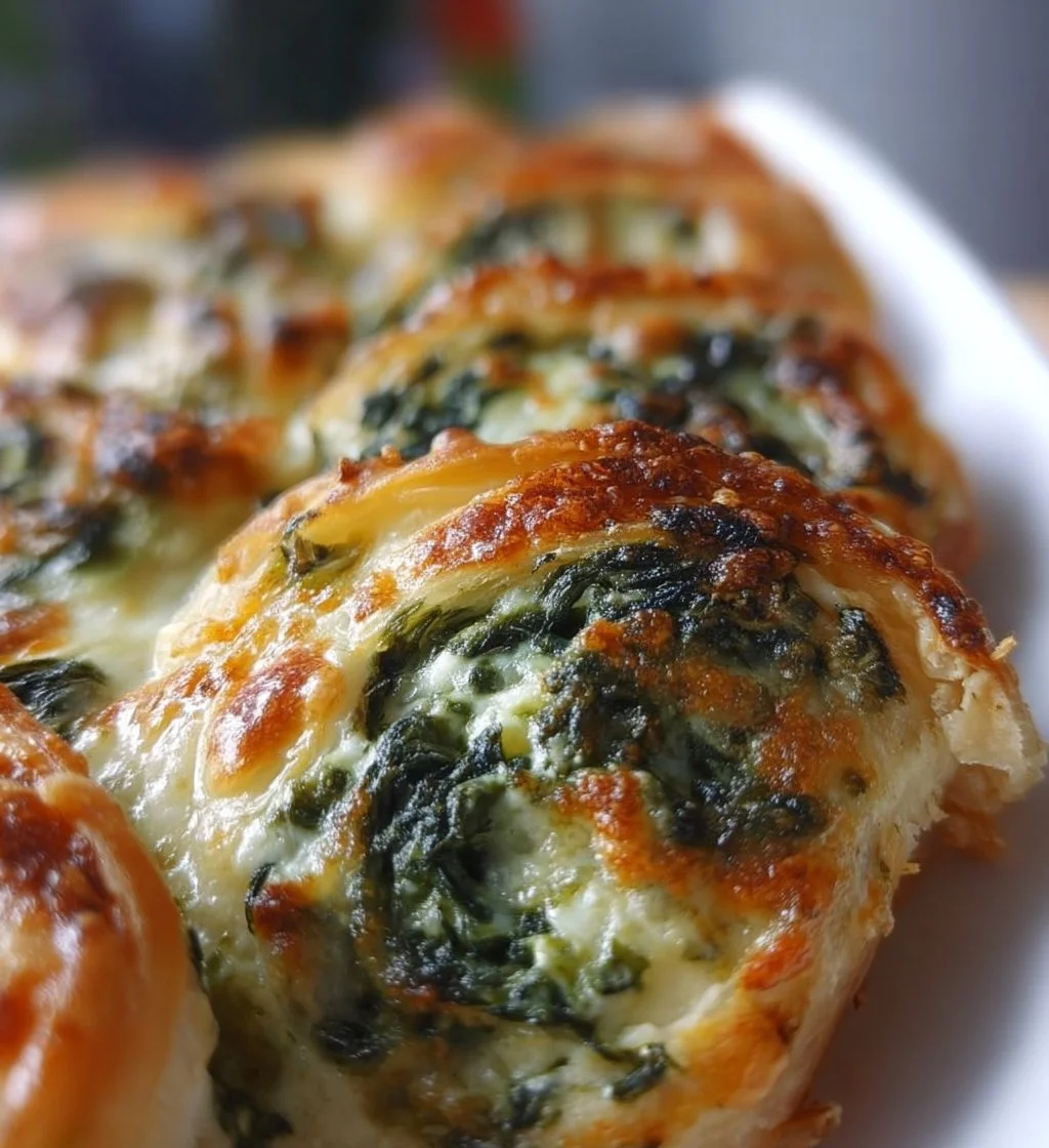 Delicious Puff Pastry Spinach Pie fresh from the oven topped with sesame seeds.