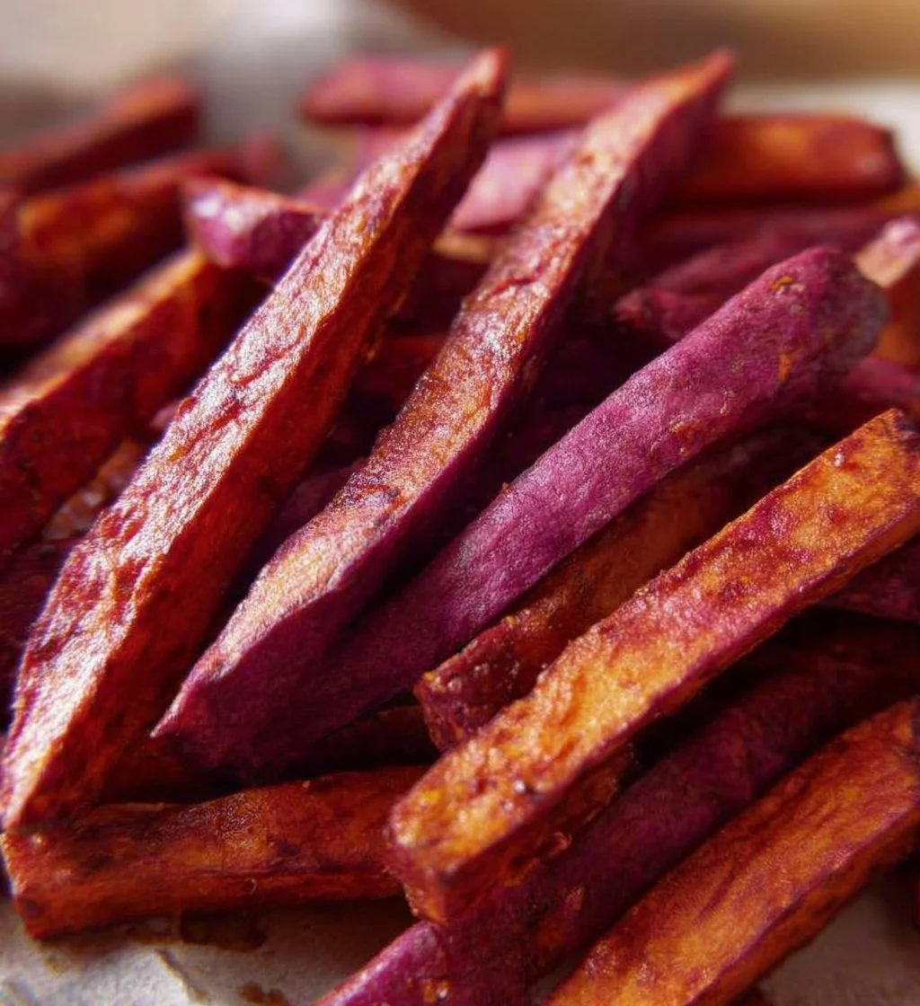 Delicious purple sweet potato fries served on a plate