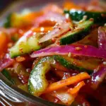 Colorful quick fridge pickled vegetables in jars ready to serve