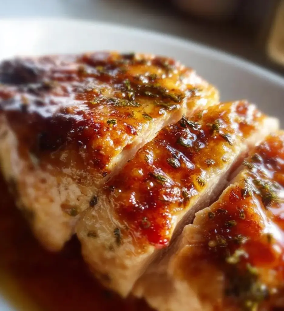 Tender slow cooker chicken breast served with herbs and spices.