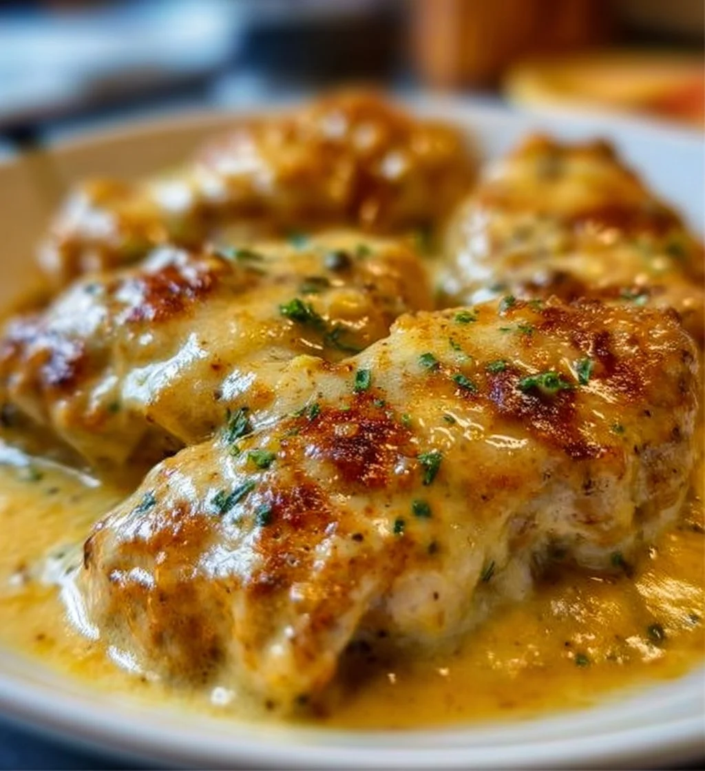 Delicious smothered cheesy sour cream chicken dish