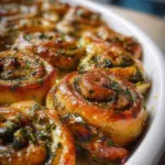 Delicious Spinach and Feta Pinwheels appetizer on a plate