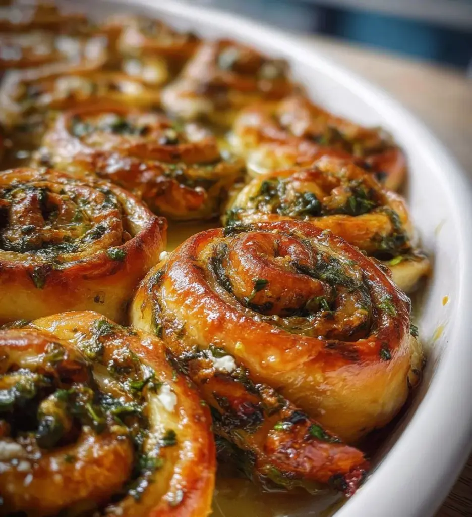 Delicious Spinach and Feta Pinwheels appetizer on a plate