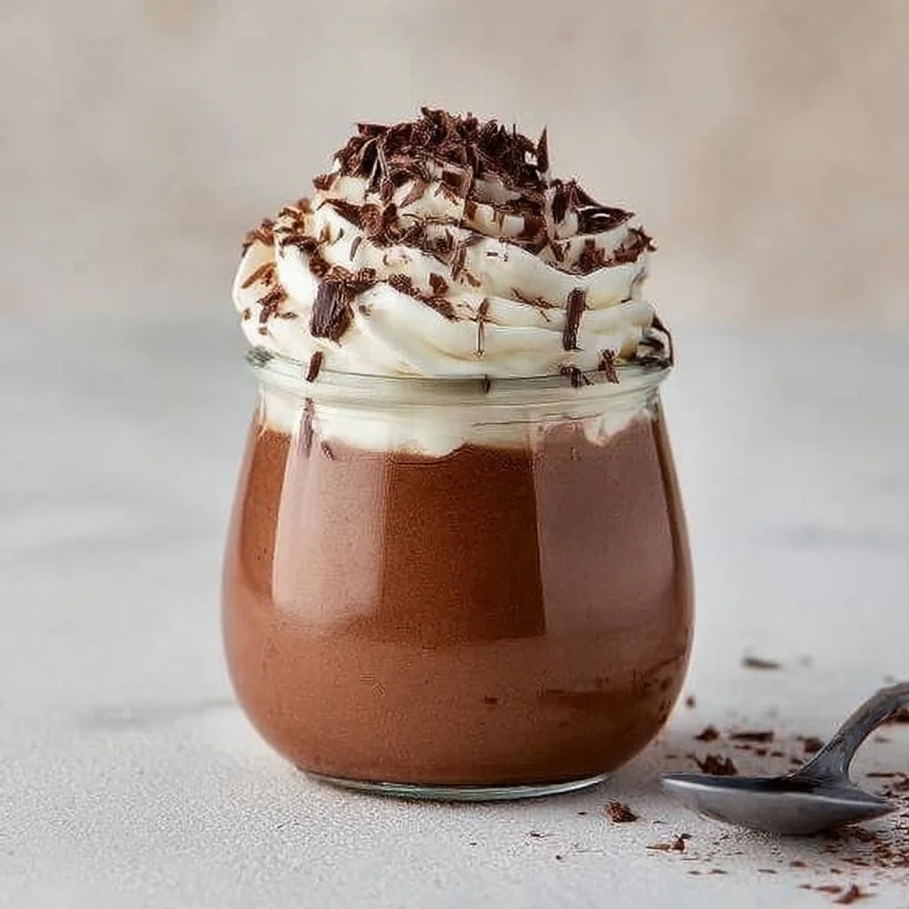 Delicious Sweet Potato Chocolate Mousse served in a glass dessert dish.