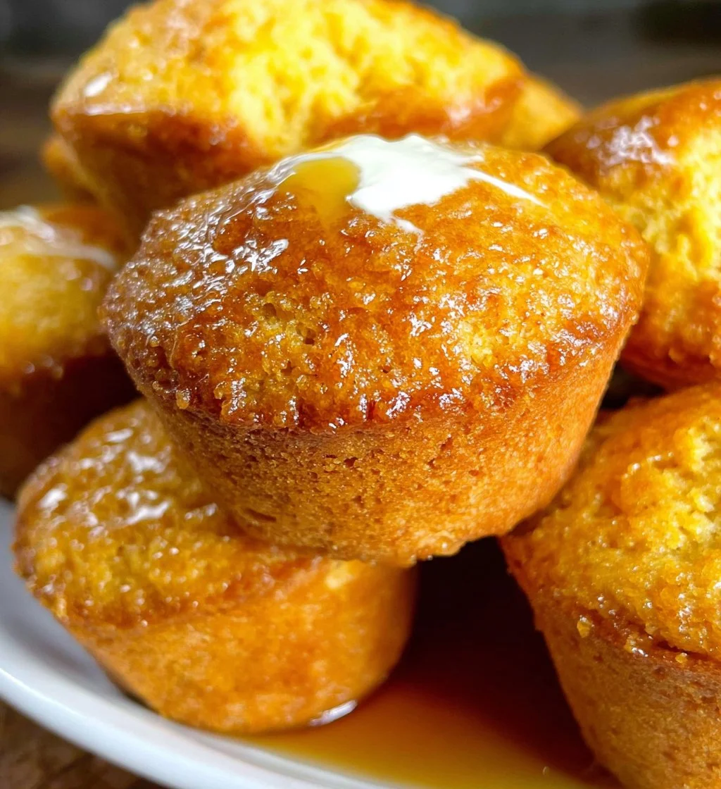 Delicious Sweet Potato Cornbread Muffins served on a wooden plate.