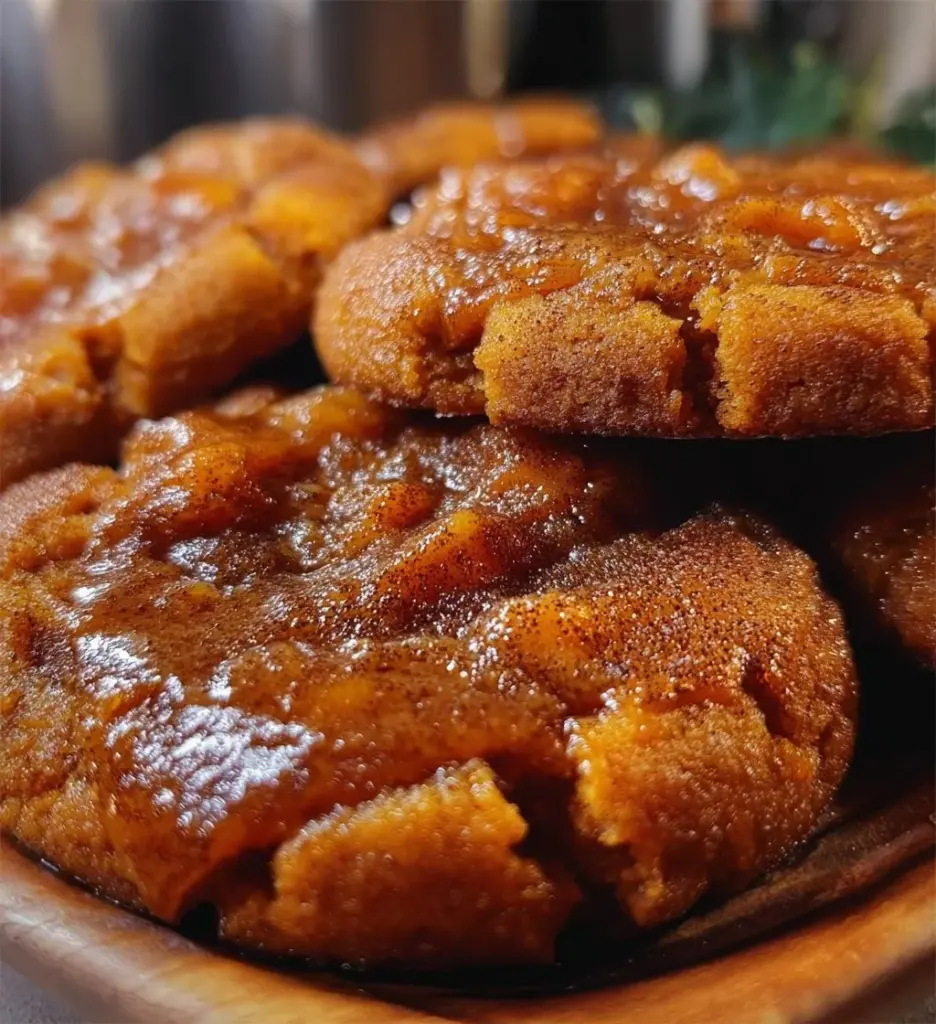 Sweet potato pie cookies on a plate topped with whipped cream