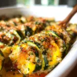 Zucchini and squash casserole baked with cheese and herbs