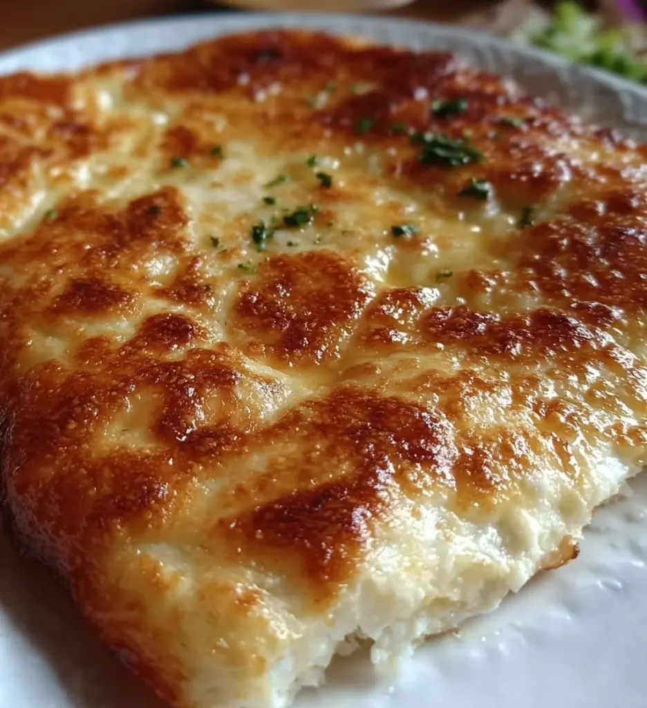 Delicious homemade 2 Ingredient Cottage Cheese Flatbread on a wooden table.