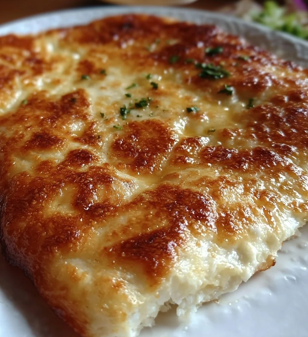 Delicious homemade 2 Ingredient Cottage Cheese Flatbread on a wooden table.