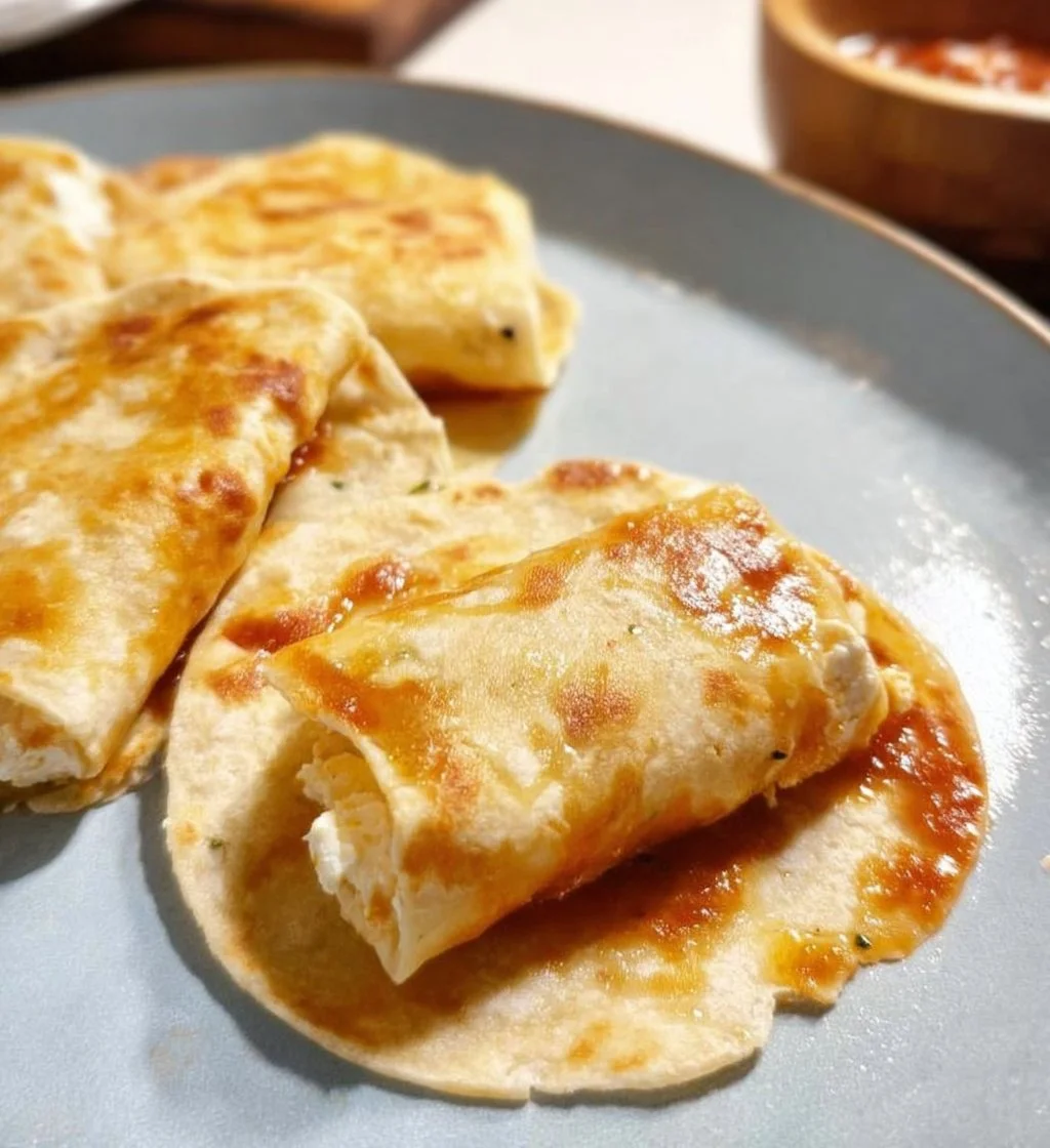 Delicious 2-ingredient cottage cheese wraps ready to be served.