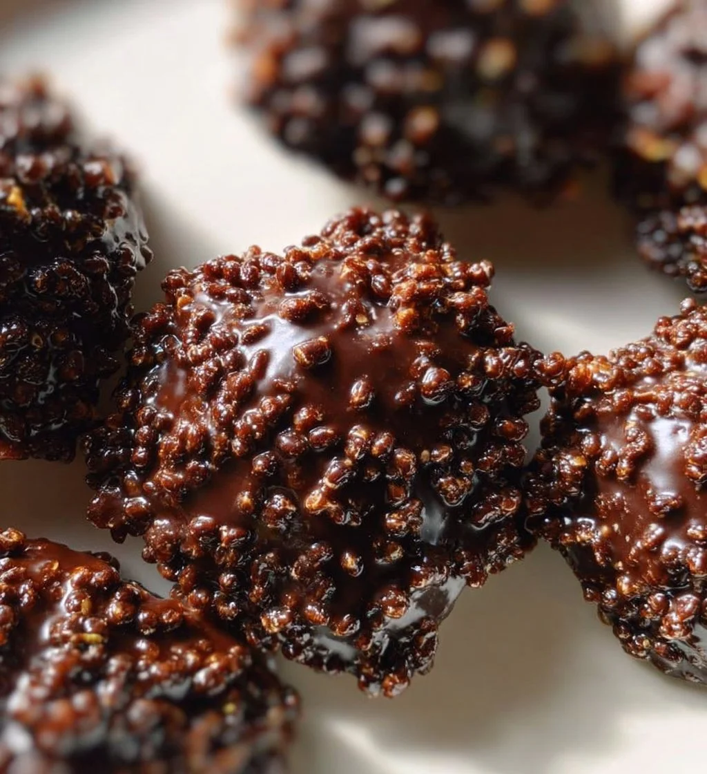 Delicious dark chocolate quinoa crisps made with only three ingredients.