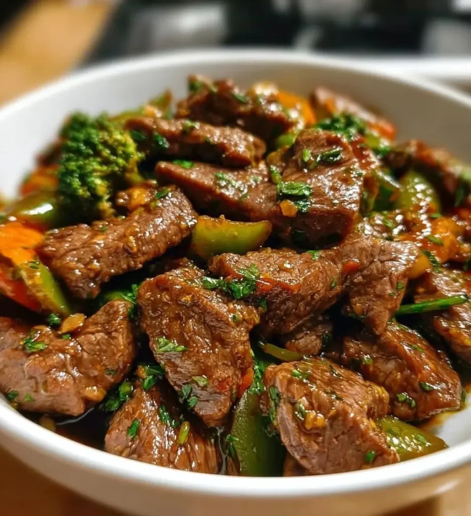 Delicious beef stir fry cooked with vibrant vegetables in 30 minutes.