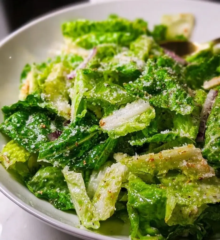 5-Minute Lemon Parmesan Lettuce Salad with fresh ingredients and zesty dressing