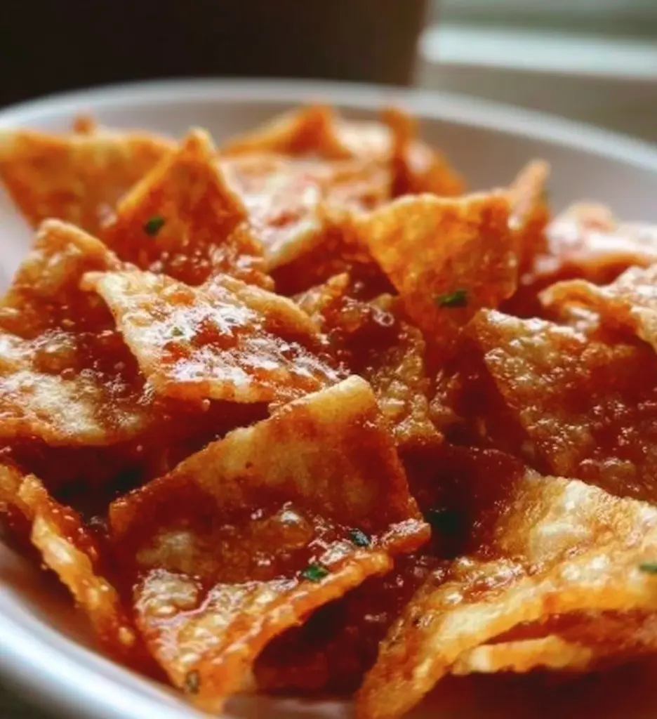 Crispy air fryer rice paper chips on a plate with dips