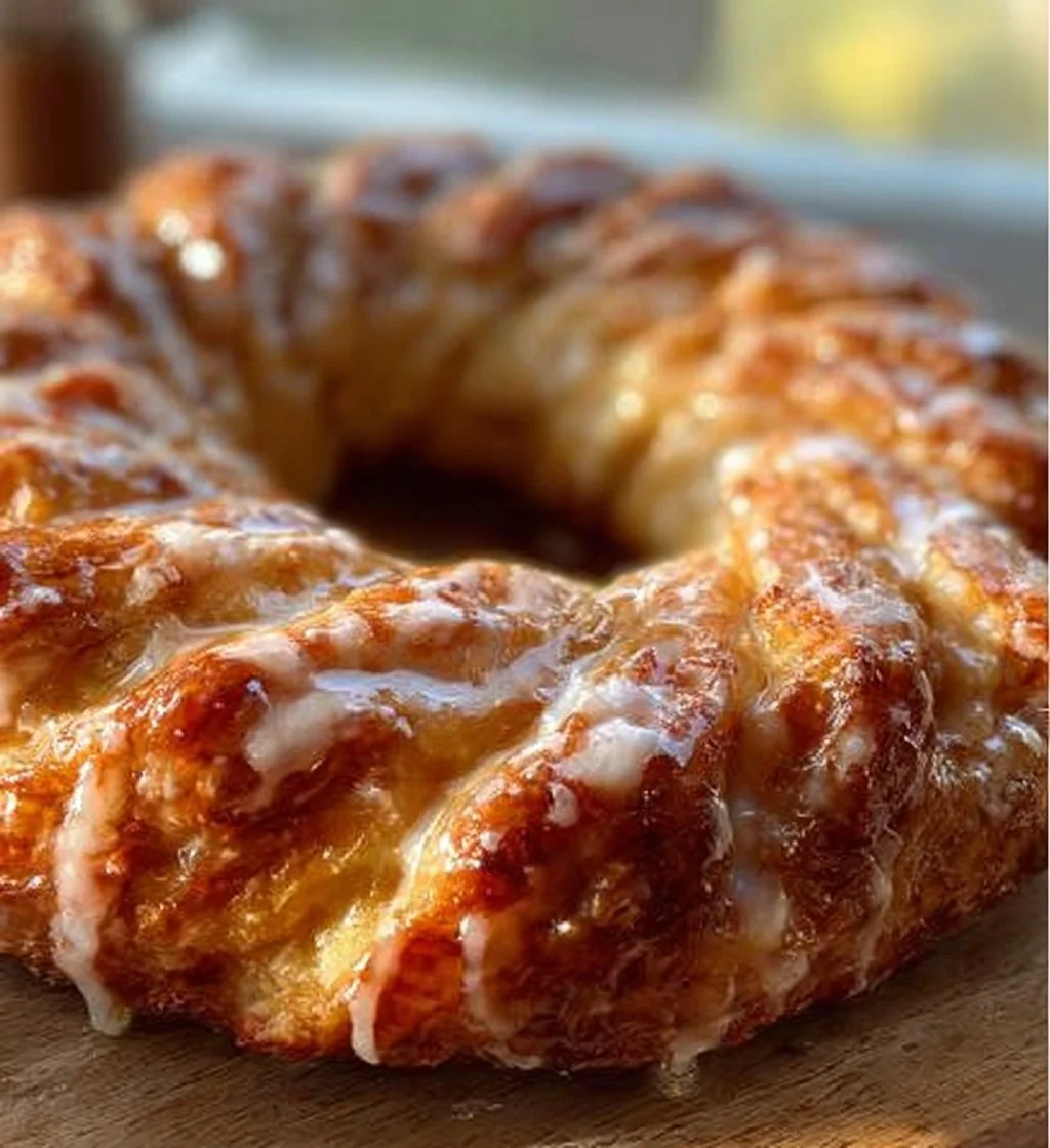 Delicious Apple Kringle topped with creamy Vanilla Glaze.