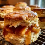 Apple Pie Biscuit Sandwiches with flaky biscuits and apple filling on a plate