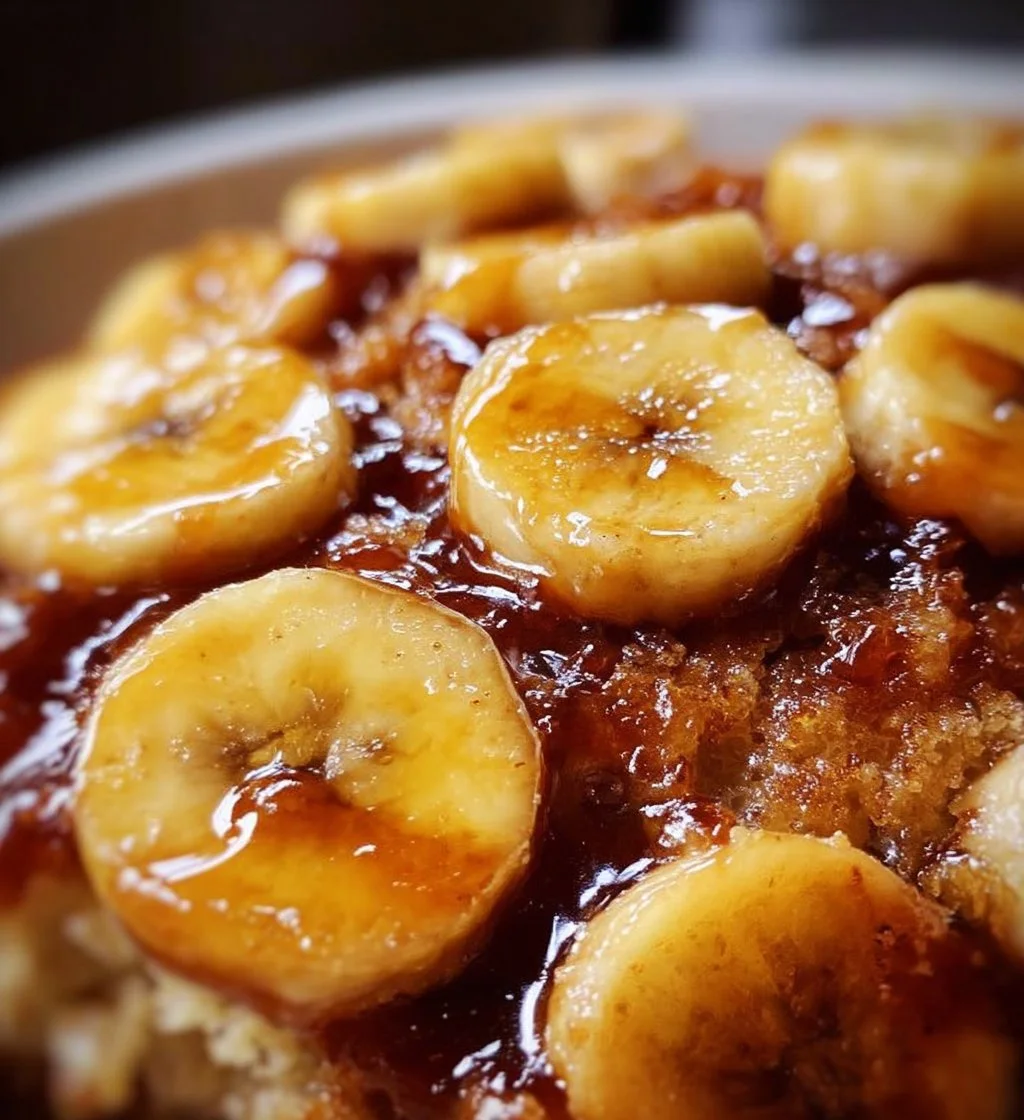 Delicious Bananas Foster Cobbler with caramelized bananas and a golden crust