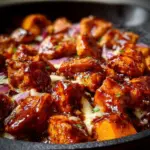 BBQ chicken sweet potato skillet topped with fresh herbs and spices