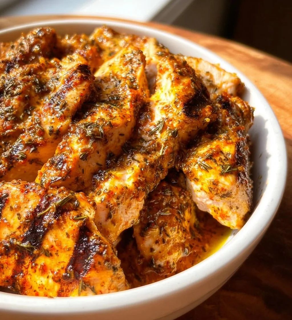 Juicy grilled chicken marinated in Greek yogurt for flavor and tenderness