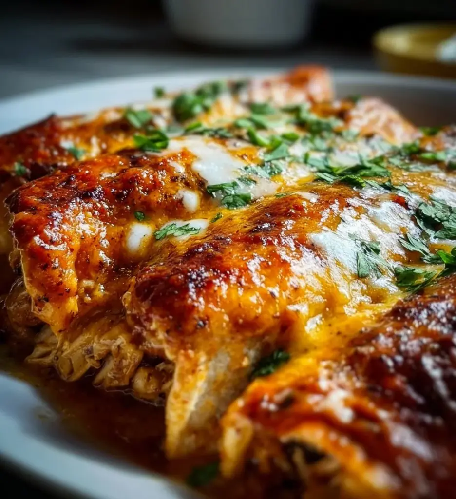 Delicious high protein chicken enchiladas topped with fresh ingredients