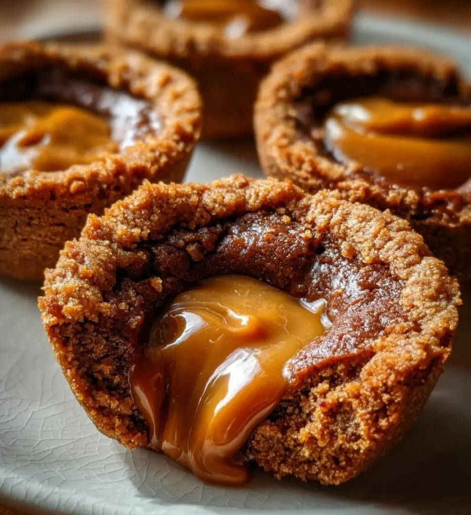 Biscoff Lava Cookie Cups with warm molten filling and cookie shell.