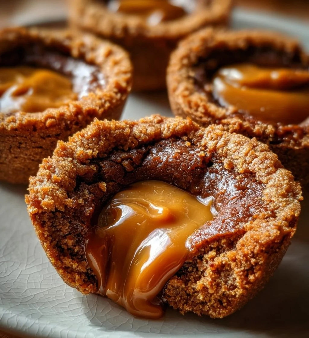 Biscoff Lava Cookie Cups with warm molten filling and cookie shell.