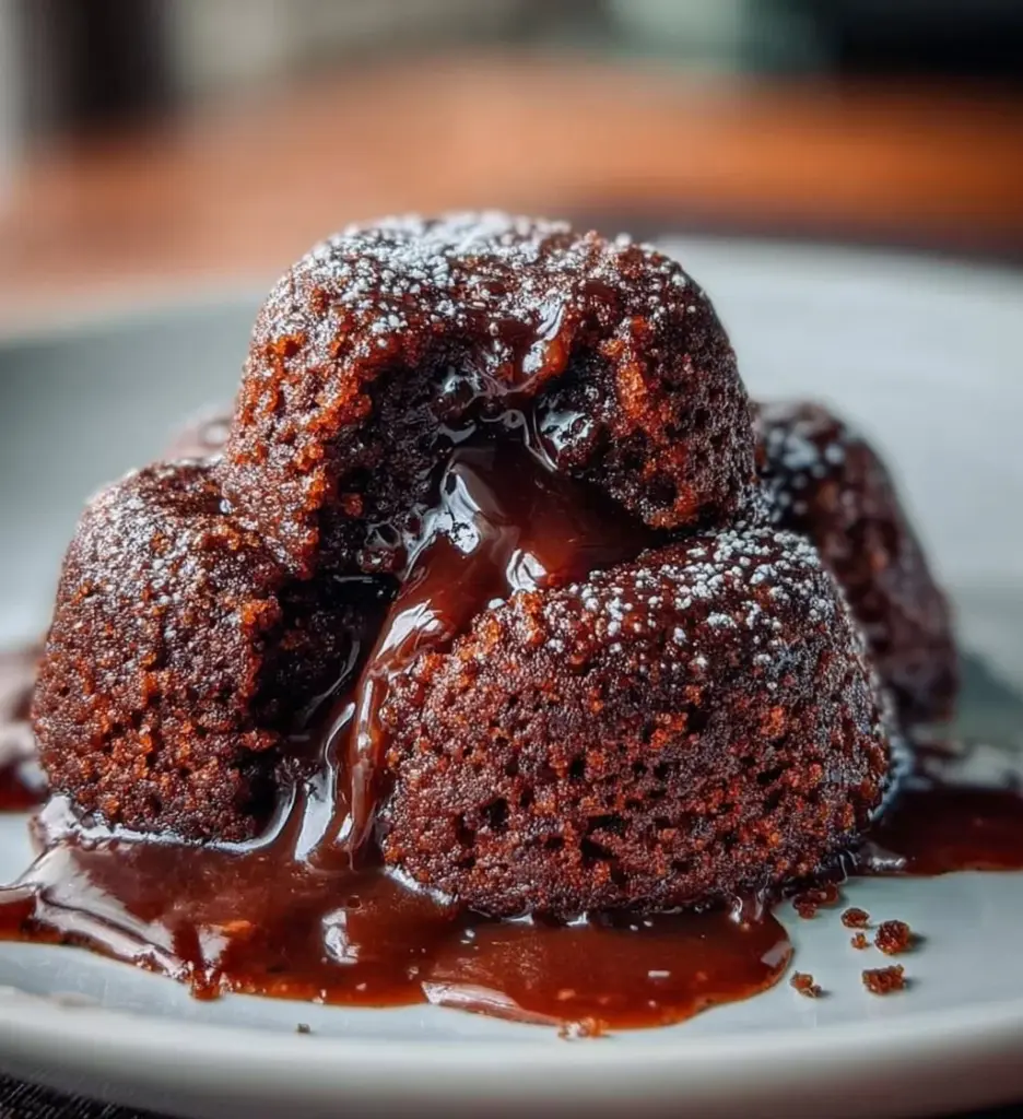 Delicious chocolate lava cake with molten center served on a plate